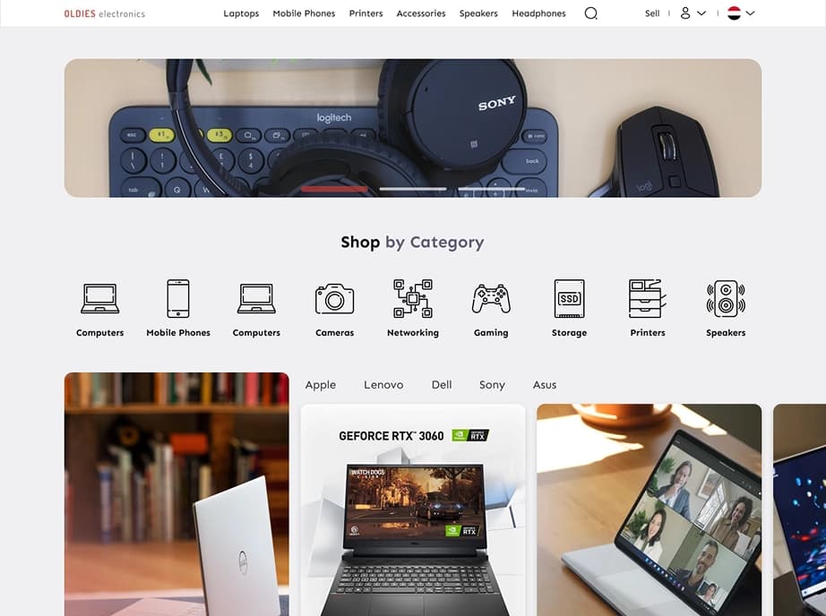 Electronics store — product grid