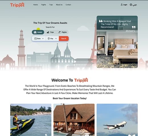 Travel booking — landing page
