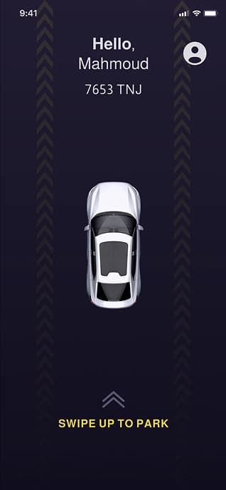 Parking app — home screen